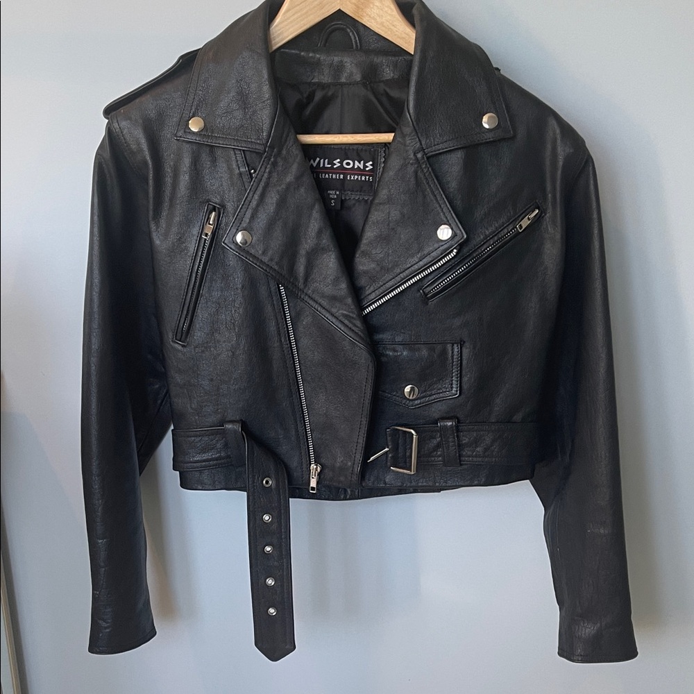 Wilson Women's Classic Black Leather Biker Jacket